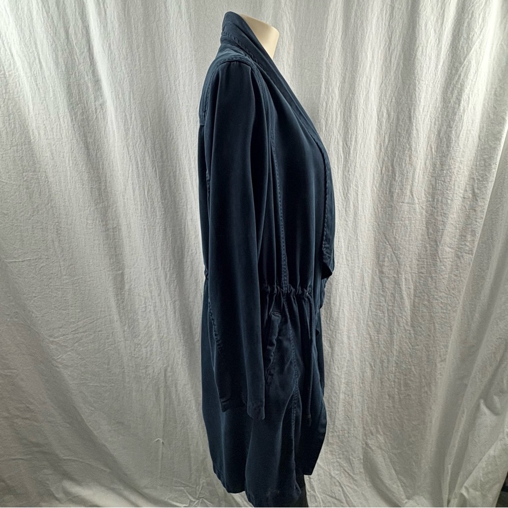 Max Jeans Dark Navy Blue Tencel Open Waterfall Drawstring Waist Jacket M - Picture 5 of 14